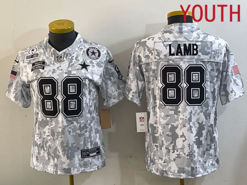 Youth Dallas Cowboys 88 Lamb Nike Arctic Camo 2024 Salute to Service Limited NFL Jersey style 2